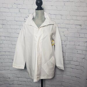 Zina Beverly Hills White Painters Top Blouse asymmetric pocket oversize NWT